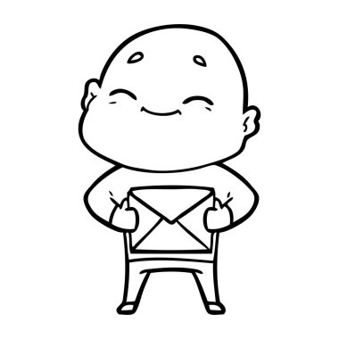 mutlu karikatür kel adam