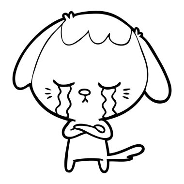 vektör çizim karikatür ağlayan köpek