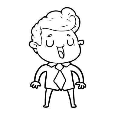 mutlu çizgi film adam vektör çizim