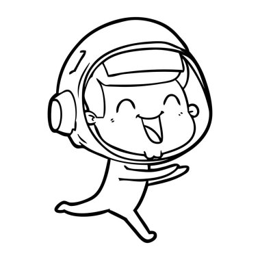 mutlu karikatür astronot vektör çizim