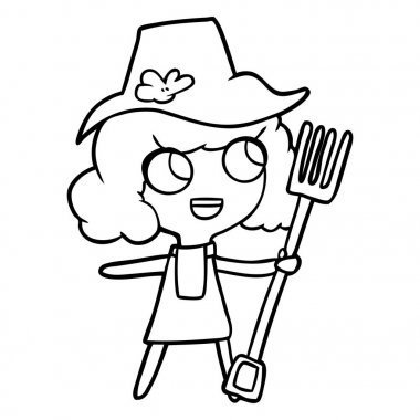 çizgi film çiftçi kız çatal ile