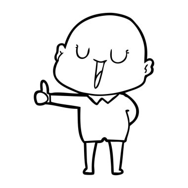 mutlu karikatür kel adam