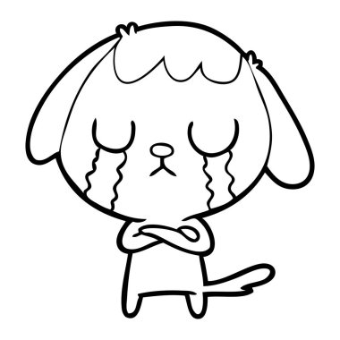 sevimli çizgi köpek ağlıyor