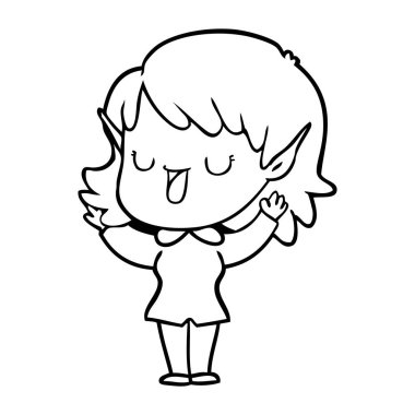 vektör çizim karikatür elf kızı