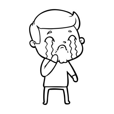 vektör çizim karikatür adam ağlıyor