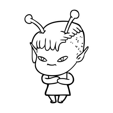 vektör çizim karikatür uzaylı kız