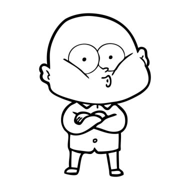 karikatür kel adam bakıyor