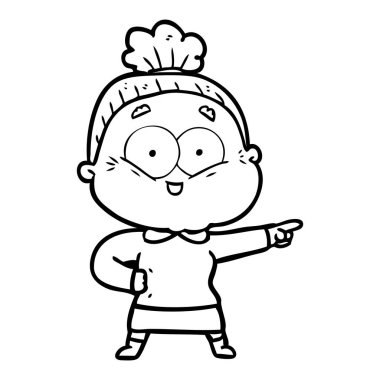 karikatür mutlu yaşlı kadın