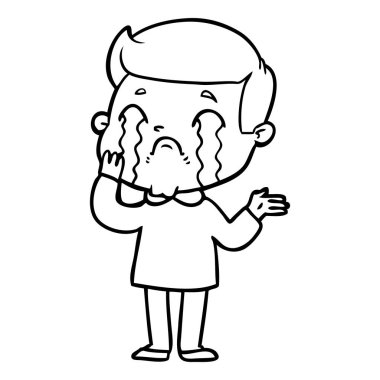 vektör çizim karikatür adam ağlıyor