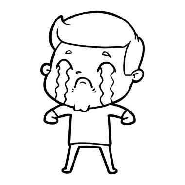 vektör çizim karikatür adam ağlıyor