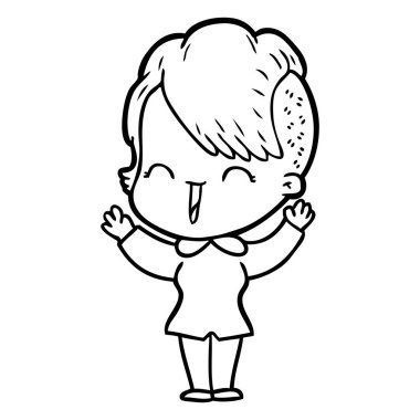 karikatür mutlu hippi kız