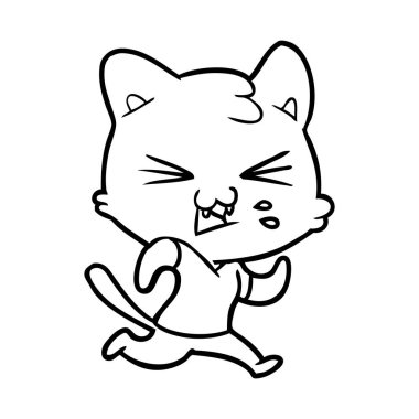 vektör çizim karikatür kedi tıslama