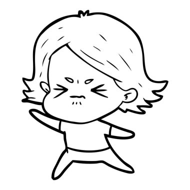 vektör çizim karikatür kızgın kız