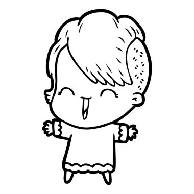 karikatür mutlu hippi kız