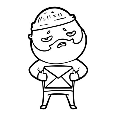 Sakallı endişeli adam çizgi film