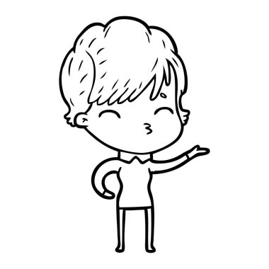 vektör çizim karikatür kadın düşünme