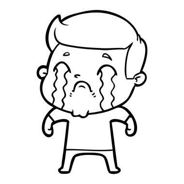 vektör çizim karikatür adam ağlıyor