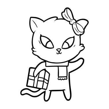 Çizgi film kedisinin vektör çizimi