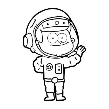 mutlu astronot karikatür vektör çizim