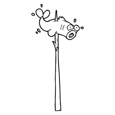 vektör çizim bıçakladım çizgi film balık