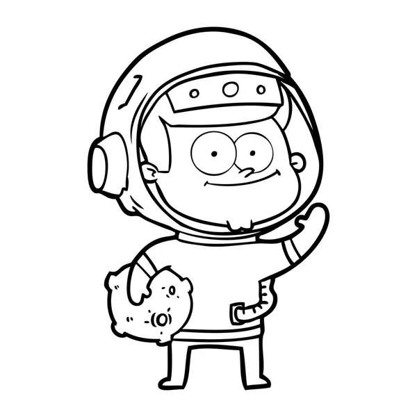 Vektorillustration Glad Astronaut Tecknad — Stock vektor