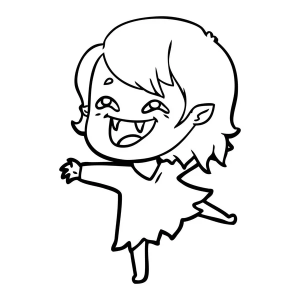 Dibujos Animados Riendo Chica Vampiro — Vector de stock