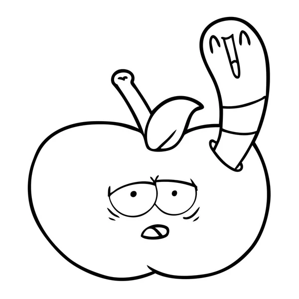 Kreslený Červ Jablku — Stockový vektor