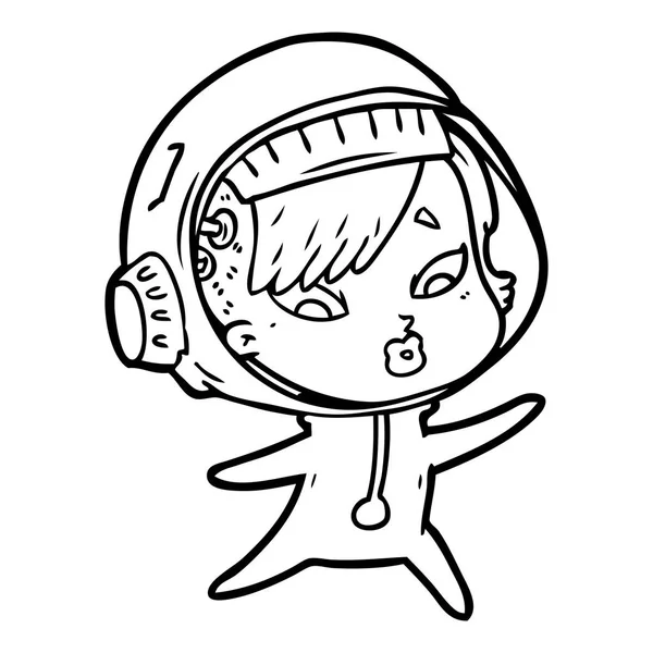 Vektör Çizim Karikatür Astronot Kadın — Stok Vektör
