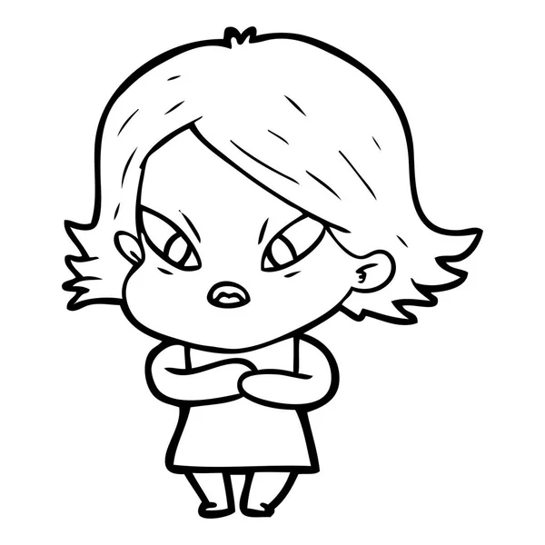 Vector Ilustración Dibujos Animados Mujer Estresada — Vector de stock