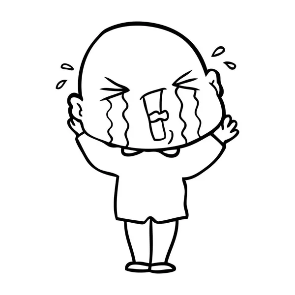 Desenho Animado Chorando Homem Careca —  Vetores de Stock