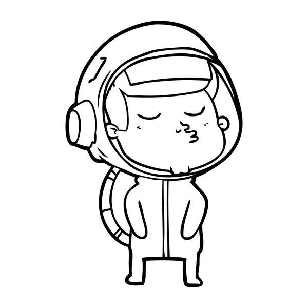 Vector Illustration Cartoon Confident Astronaut — Stock Vector