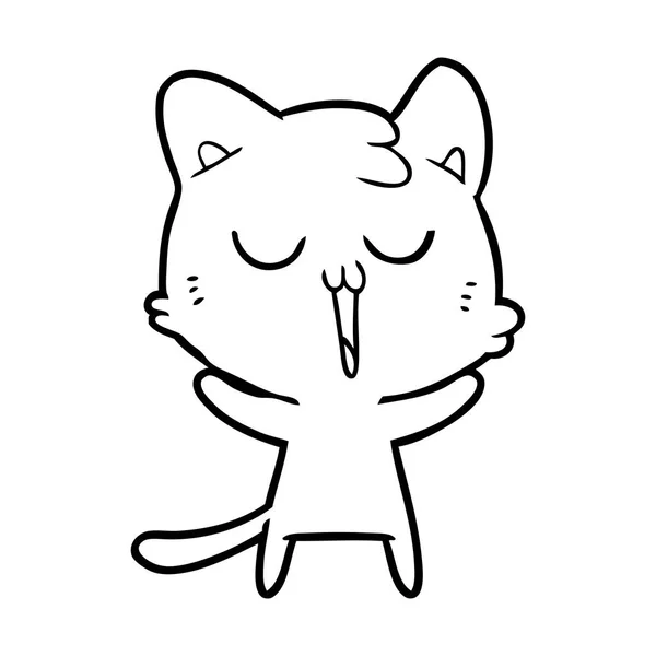 Vektor Ilustrasi Kartun Kucing Bernyanyi - Stok Vektor