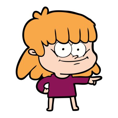 vektör çizim karikatür kız gülümseyerek