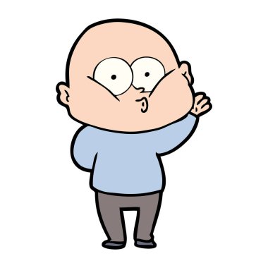 karikatür kel adam bakıyor