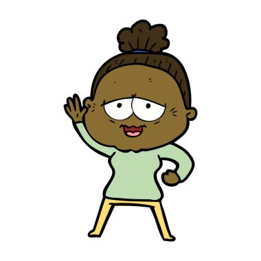 karikatür mutlu yaşlı kadın