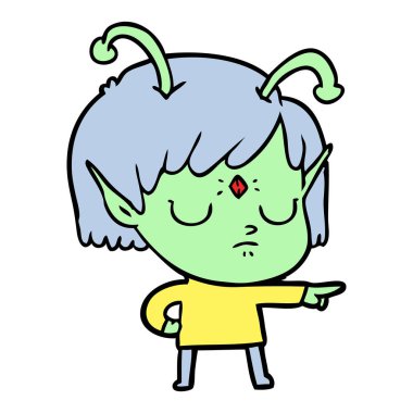 vektör çizim karikatür uzaylı kız