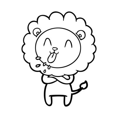 mutlu karikatür aslan vektör çizim