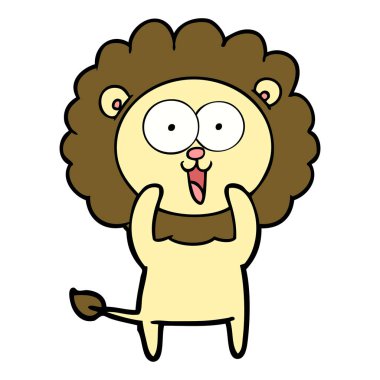mutlu karikatür aslan vektör çizim