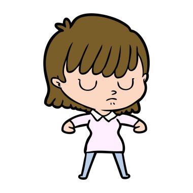 Çizgi filmdeki kadının vektör çizimi