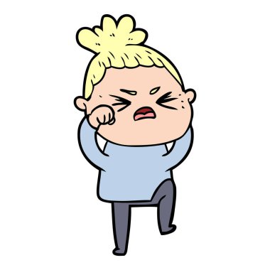 vektör çizim karikatür kızgın kadın