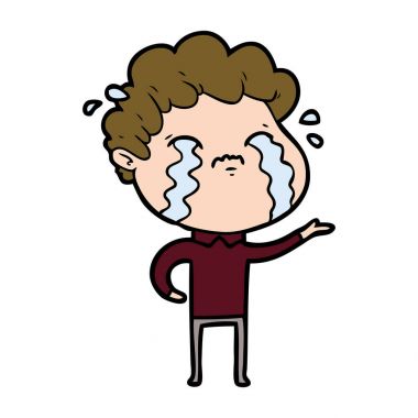 vektör çizim karikatür adam ağlıyor