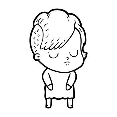 Çizgi filmdeki kadının vektör çizimi