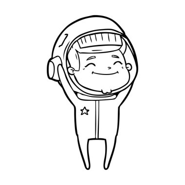 mutlu karikatür astronot vektör çizim