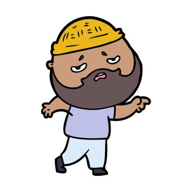 Sakallı endişeli adam çizgi film