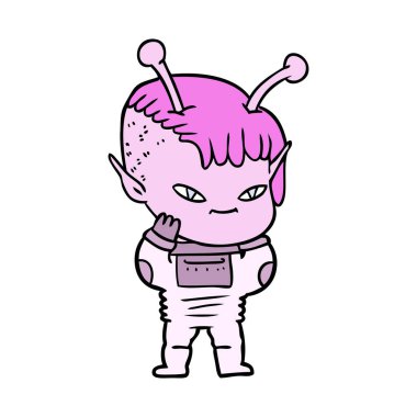 vektör çizim karikatür uzaylı kız