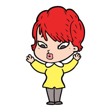 Çizgi filmdeki kadının vektör çizimi