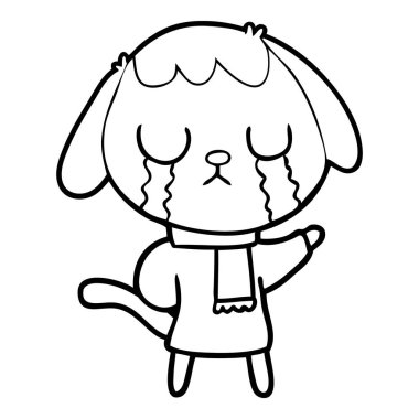 sevimli çizgi köpek ağlıyor