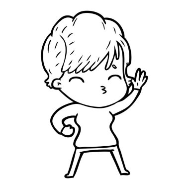 vektör çizim karikatür kadın düşünme