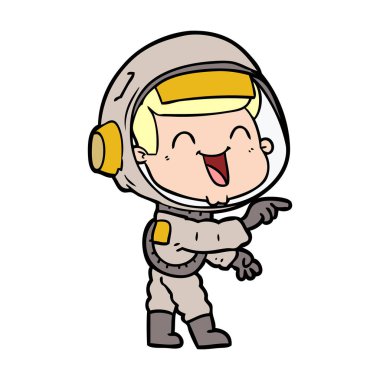 mutlu karikatür astronot vektör çizim