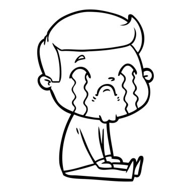 vektör çizim karikatür adam ağlıyor